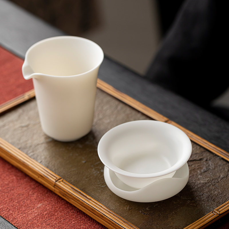 冰种玉瓷茶漏茶滤茶叶过滤网家用高端泡茶器公道杯滤茶器茶具