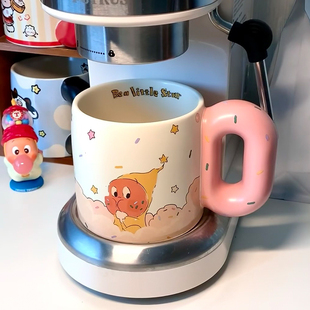 SOCCAHOME星星人杯子早餐牛奶杯陶瓷卡通大容量杯子配盖勺礼盒装