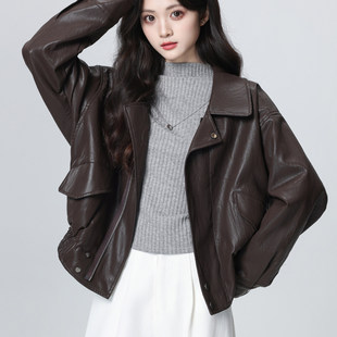 Bobby Bizz高级设计皮衣外套2025秋季小个子时尚宽松休闲百搭