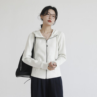 Bobby Bizz女士莫代尔拉链开衫新款连帽外套上衣ins风秋冬款