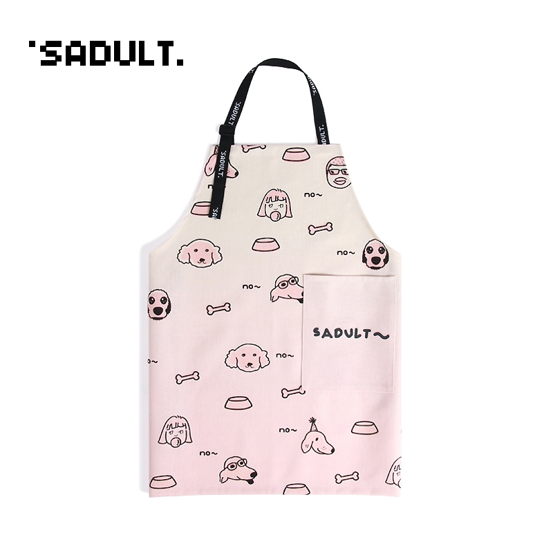 可爱厨房家用做饭棉麻围裙罩衣咖啡奶茶美甲店防水防油围腰工作服