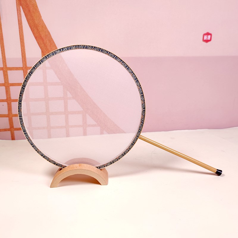 空白团扇大红色h真丝婚扇DIY法绣苏绣生丝拍照道具工艺扇工笔字画