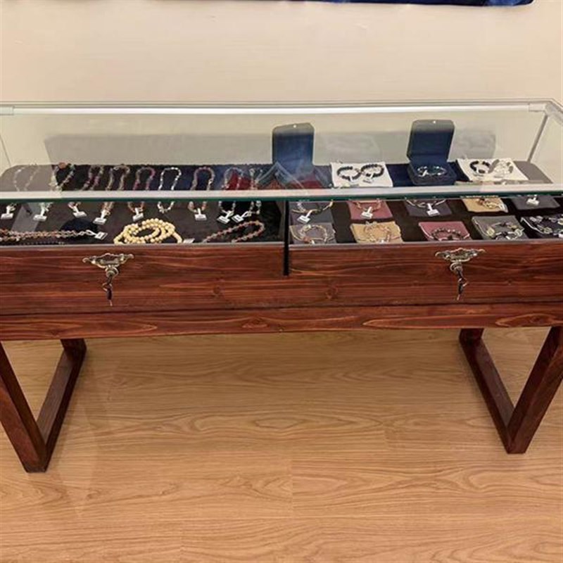 实木复古饰品柜珠宝玉器展t示柜博物馆古董文玩展柜玻璃首饰展示