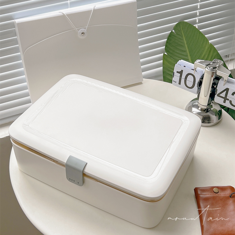 证件收纳盒d家用多功能保单放卡盒子资料收纳箱重要文件风琴包