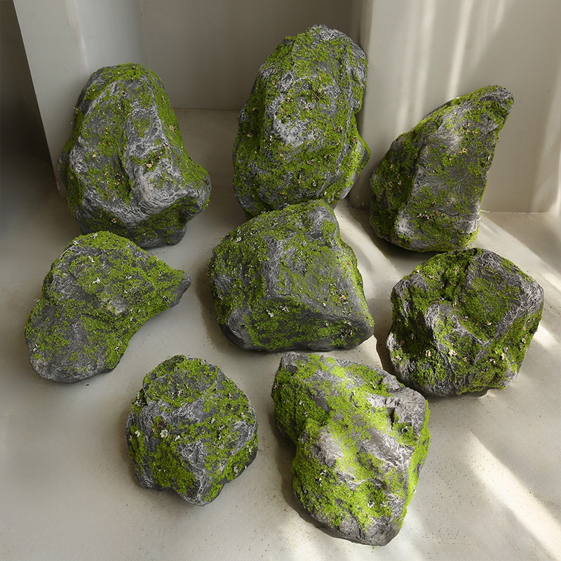 仿真青苔泡沫石仿生假石头摆件户外庭院山石造景苔藓假山装饰道具