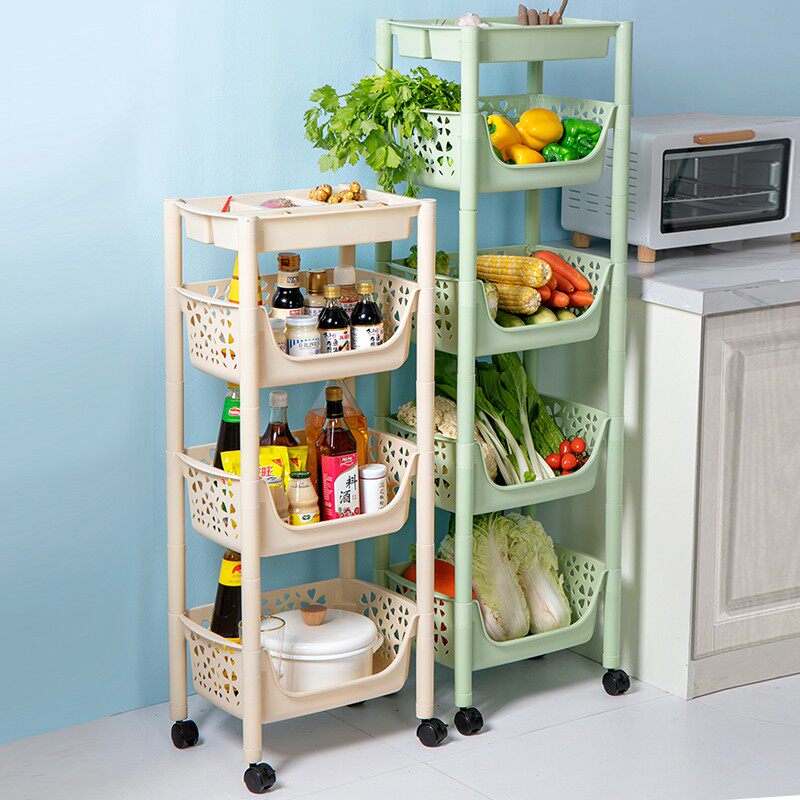 厨房置物架落地多k层叠加收纳架加厚调料蔬菜水果篮蔬果筐厨房神