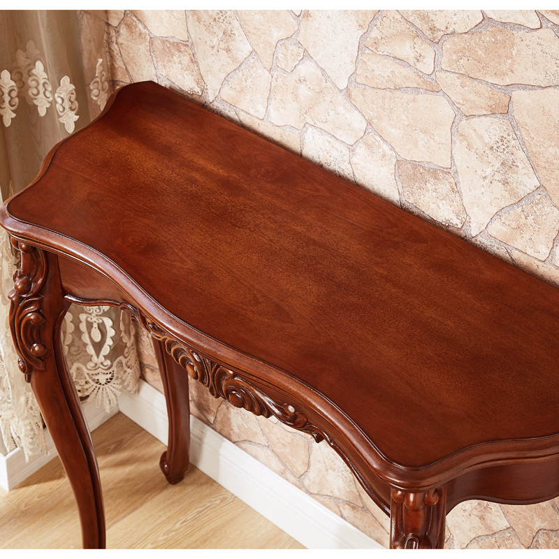 美式半圆玄关桌靠墙桌子欧式沙发背几实木玄关台走廊Z入户玄关柜