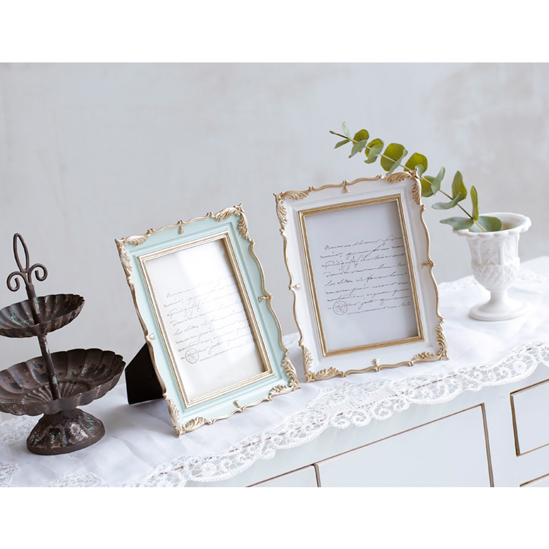 美式6寸7寸老式照m片相框摆台长方形桌面白色像框七寸树脂画框摆