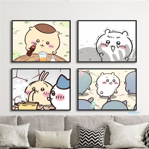 chiikawa动画装饰画挂画相框漫画可爱L治愈卧室玄关客厅萌系日系