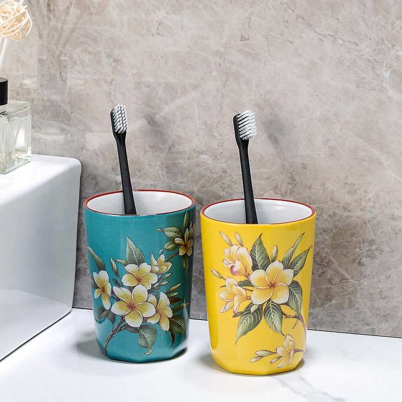 中式陶瓷洗漱f杯情侣漱口杯 家用美式高颜值卫生间刷牙杯牙杯牙具,家庭/个人清洁工具,洗漱杯,淘宝优惠券,粉丝福利购,淘宝优惠卷
