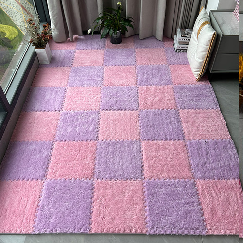 毛毛床边毯卧室全铺儿童少女房B间大面积可坐可睡泡沫拼接地舖垫