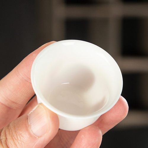 迷你小茶b杯羊脂玉白瓷潮汕功夫茶具品茗杯陶瓷家用泡茶小杯子六