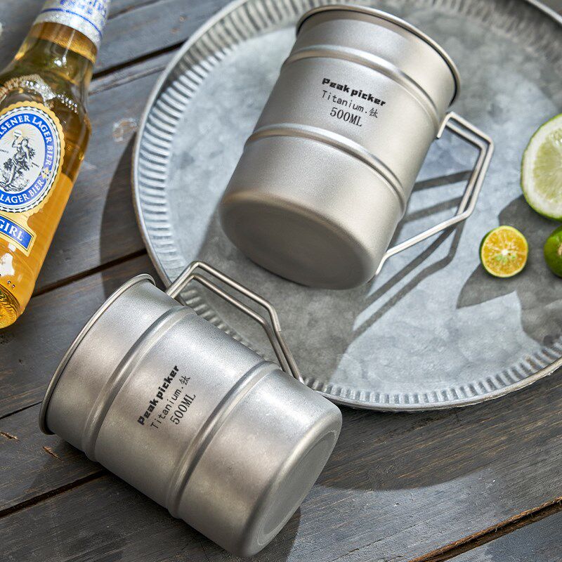 纯钛啤酒杯单层户外露营果汁杯随手杯钛合金防摔冷饮W杯便携钛水