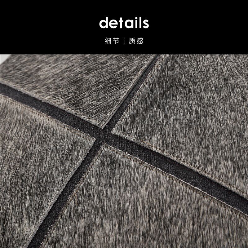 轻奢酒店样板间抱枕沙q发客厅高档别墅灰色马毛拼接床上方枕靠垫