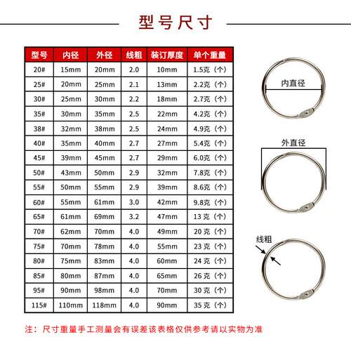 书圈 卡圈 扣环 台挂历qDIY活页圈 书环装订环 铁圈铁环开口圈包