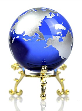 欧式水晶球地球仪摆件客厅装饰品足球家居办公室礼T品手工艺黄色