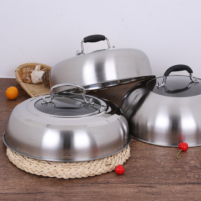蒸锅锅盖高盖不锈钢盖子家v用炒锅炒菜锅铁锅透明圆形高锅盖高拱