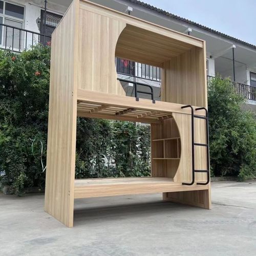 实木寄宿自习室太空舱上下铺青旅双层床上下床公寓U多功能两层组