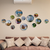 8英寸莫奈油画装 客厅餐厅背景墙壁饰陶瓷盘摆件 饰盘子挂盘墙欧式