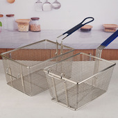 加大号长柄不锈钢炸篮炸筛炸网筛网炸炉薯条炸框炸锅长方形滤油筛