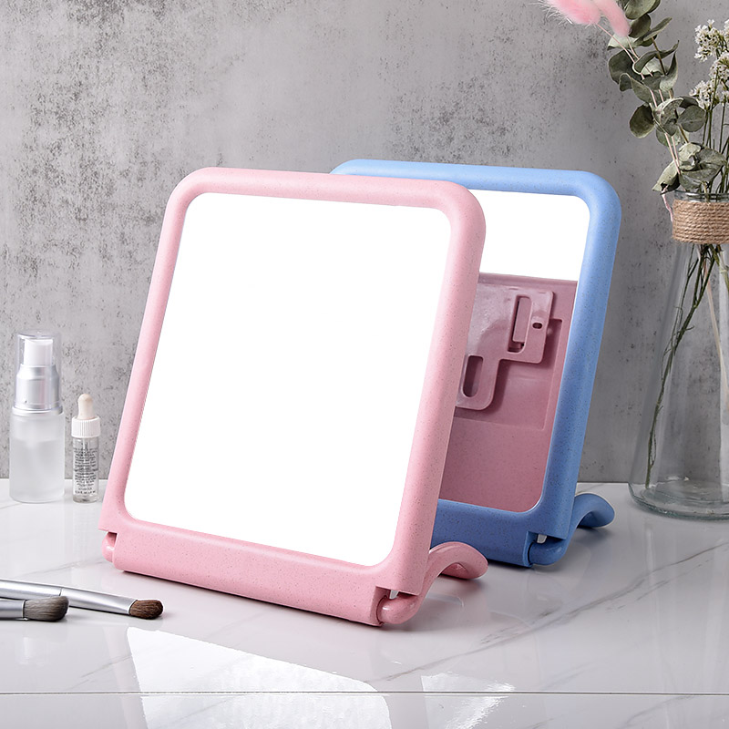 小镜子可挂式化妆镜学生宿舍梳妆镜桌面家用小型折叠镜可立台式美