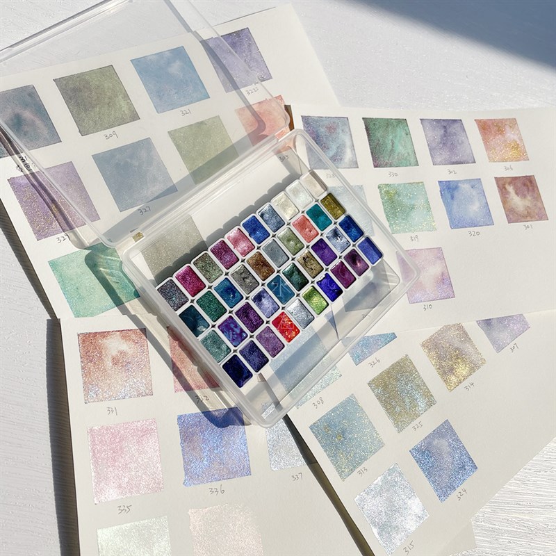 视爵珠光沉淀色分层水彩颜料岩云母管状花火鲸落人鱼海岸海洋乐园