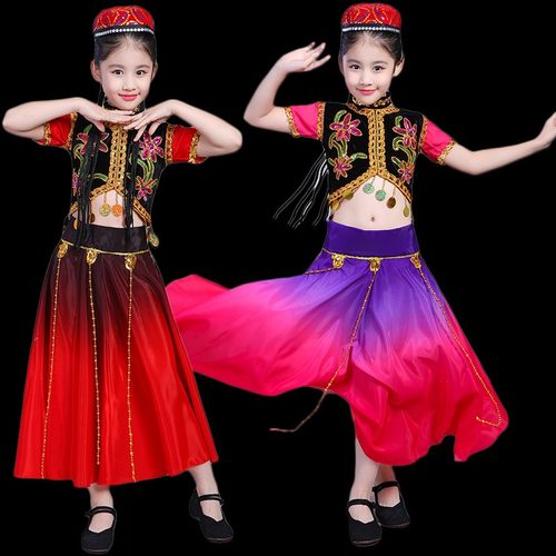 新款六一儿童少数民族演出服新疆舞服装元旦儿童舞蹈服女维吾儿族