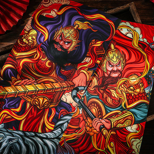 2022新款门神门贴大号过年钟馗关公贴画守门神将老秦琼尉迟恭对联