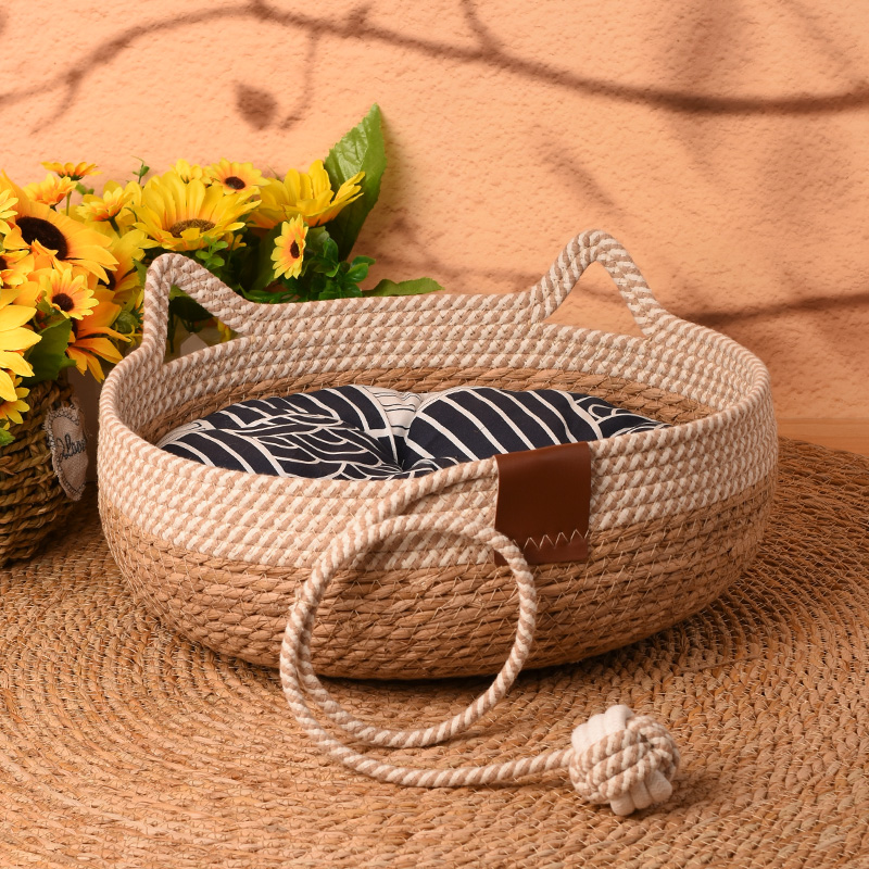 藤编猫窝狗窝四季通用猫咪窝睡觉的窝夏天窝睡窝夏季凉窝宠物窝垫