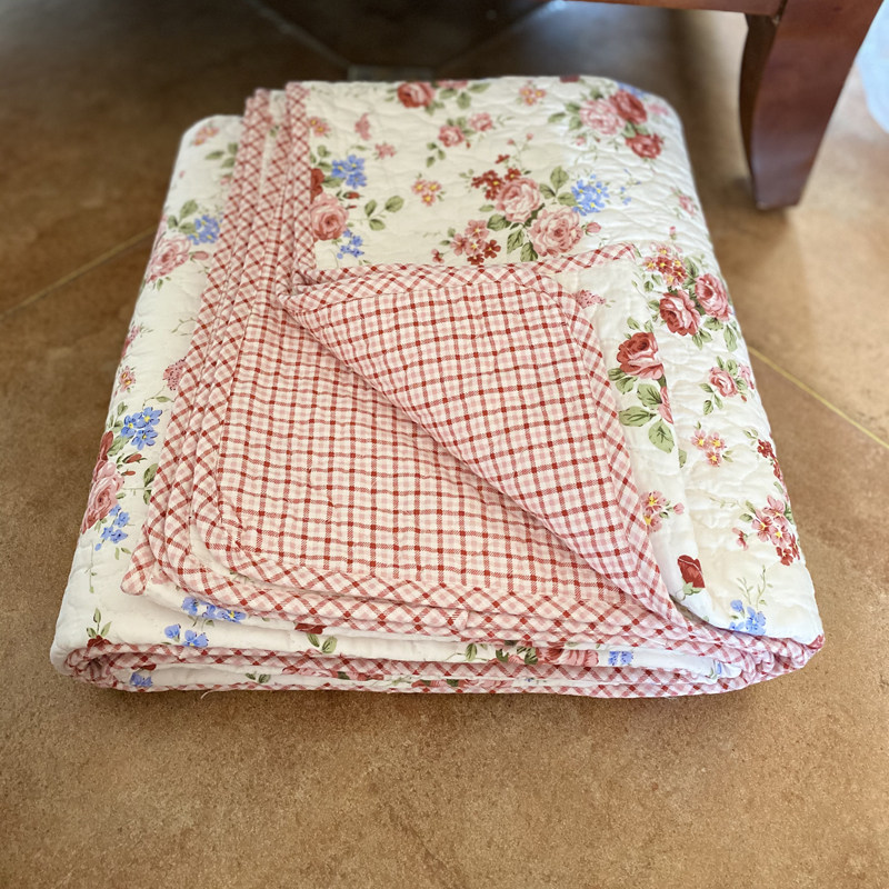 韩式田园纯棉绗缝被子全棉斜纹单人水洗空调被夹棉厚床单床盖床罩,床上用品,棉花被,淘宝优惠券,粉丝福利购,淘宝优惠卷