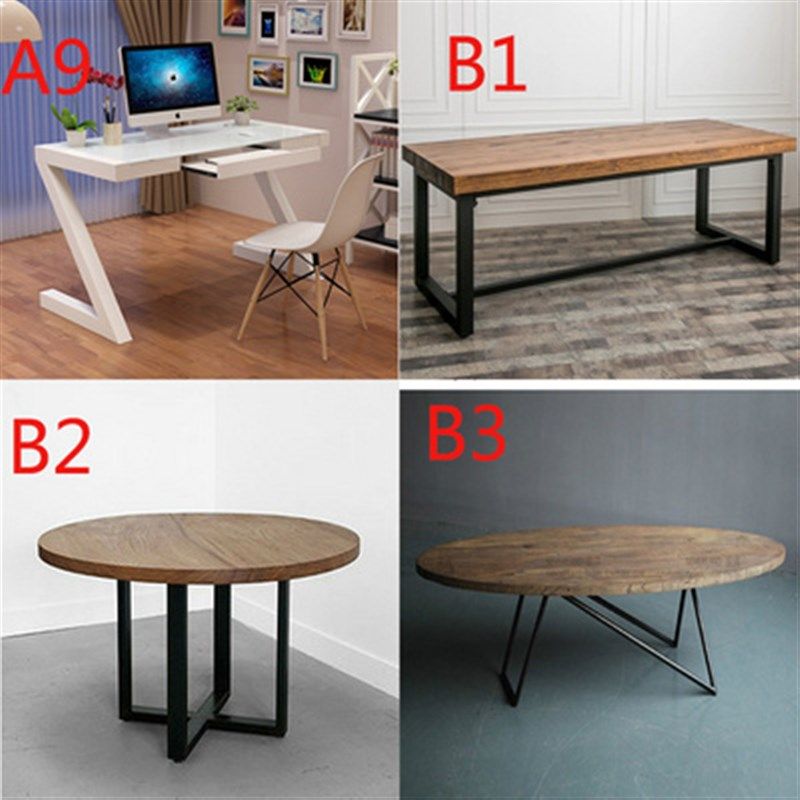 铁艺桌架脚腿支架大板小茶几办公台餐榆木橡胶定制会议电脑老板春