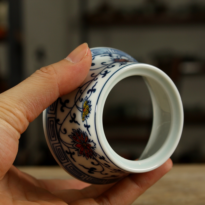 亦紫陶陶瓷茶滤 纱网 茶漏 大号 手绘青花瓷配件茶隔滤 功夫茶具