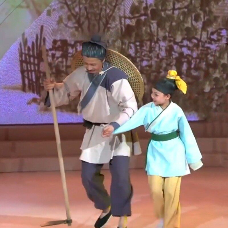 2023新款儿童悯农锄禾日当午演出服愚公移山舞台剧古装汉服国学服