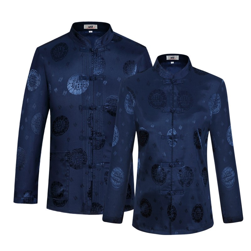 中国风春夏中老年唐装男女套装爸妈生日祝寿宴会情侣上衣中式礼服