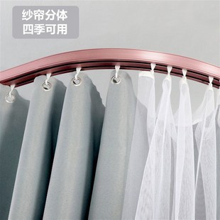 纱u形滑轨伸缩床帘简约 加厚强遮光宿舍上铺u型轨道床帘蚊帐一体式