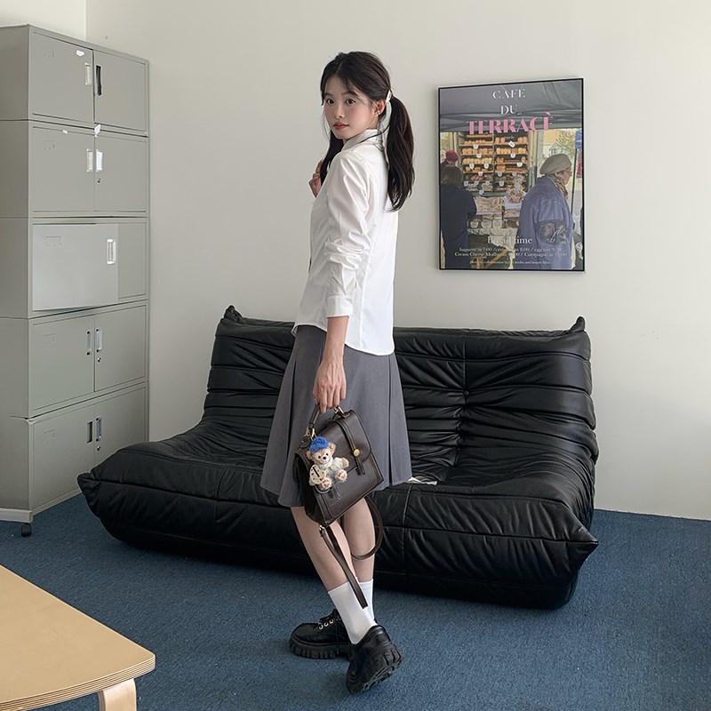 东京岁时记jk制服套装女秋收腰修身校供学院风长袖衬衫半裙两件套