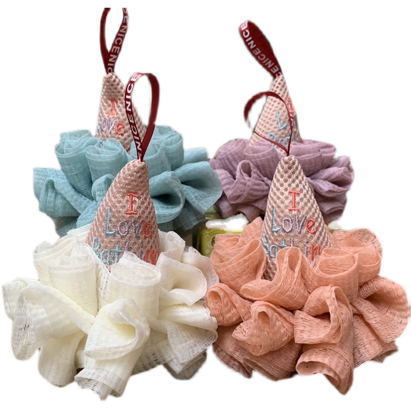 冰淇淋浴花球手工卡通少女儿童沐浴球可爱泡澡柔软起泡泡不散浴球