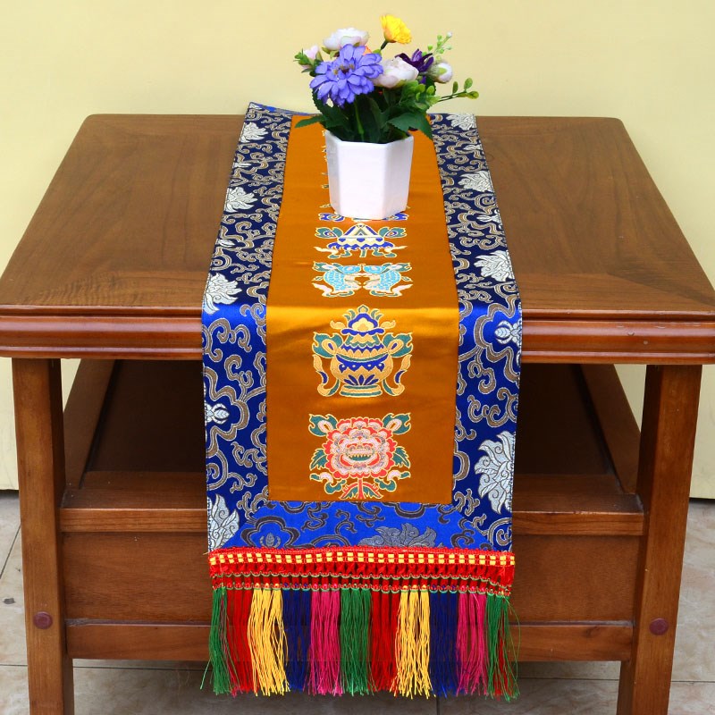 藏式桌旗织八吉祥红黄蓝长条茶几电视柜佛桌N旗居家客栈装饰小桌