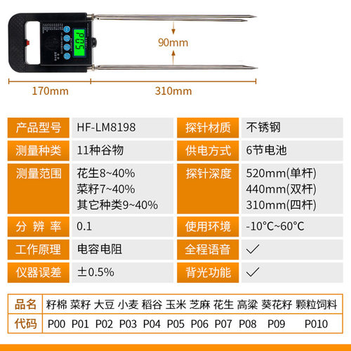 粮食水分仪稻谷水份测量仪湿度测试仪玉I米测水仪器小麦含水率检
