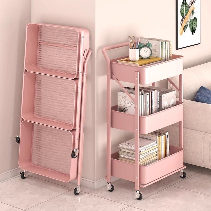 免安装多巴胺碳钢收纳小推车家用储物客厅零食多S层收纳置物架厨