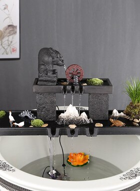 古法养鱼造景套餐流水器循环水泵室外庭院子石槽假山W流水摆件配