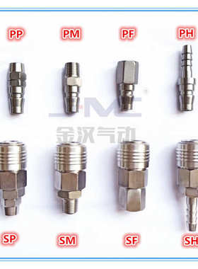 不锈钢304快插接头 C式自封快插接头 单手自锁式气动快速接头