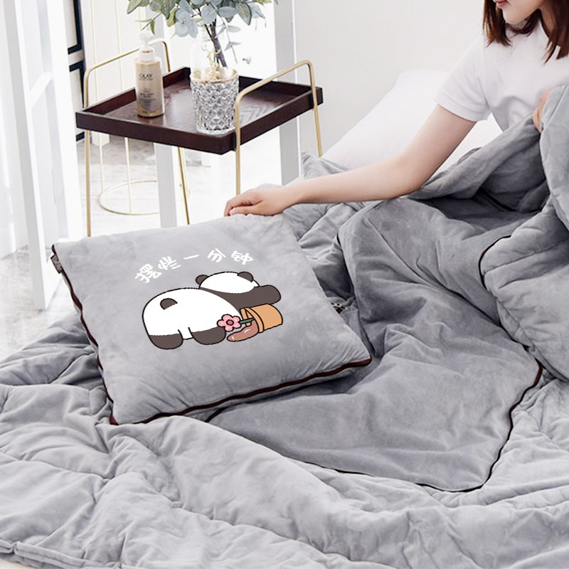 两用二合一加厚抱枕被子折叠办公室午睡枕L头毯子汽车沙发靠枕车