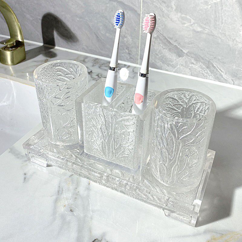 轻奢卫浴五件套卫生间电动牙刷置物架刷牙杯酒店T浴室摆件洗漱套