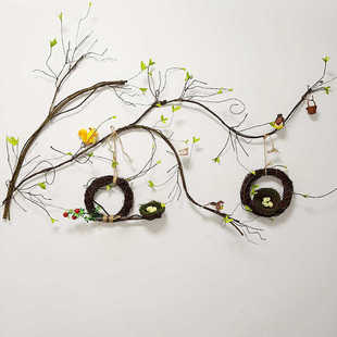 仿真绿植物创意藤条教室内墙上面藤爬立体壁饰田园风藤环挂件装饰