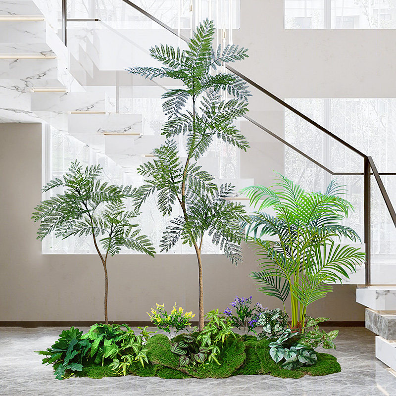 大型仿真绿植造景室内楼梯下假植E物盆栽假树仿真树景观装饰摆件