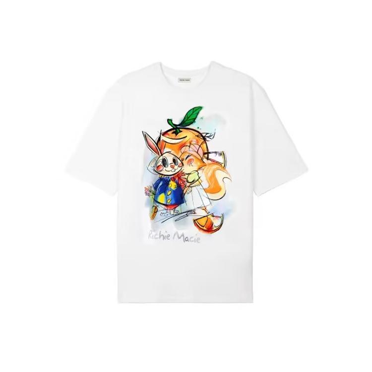 橙子兔涂鸦反光短袖T恤女