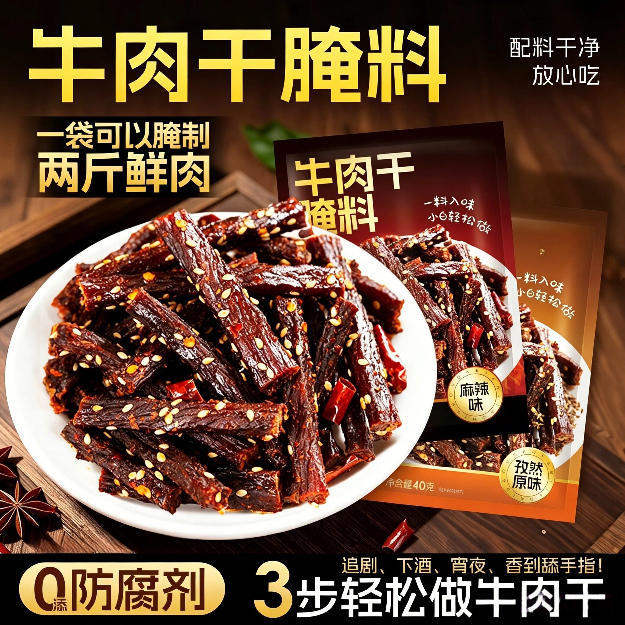 【内蒙古风味】牛肉干腌制料自制麻辣风干家庭手撕牛肉五香调料包