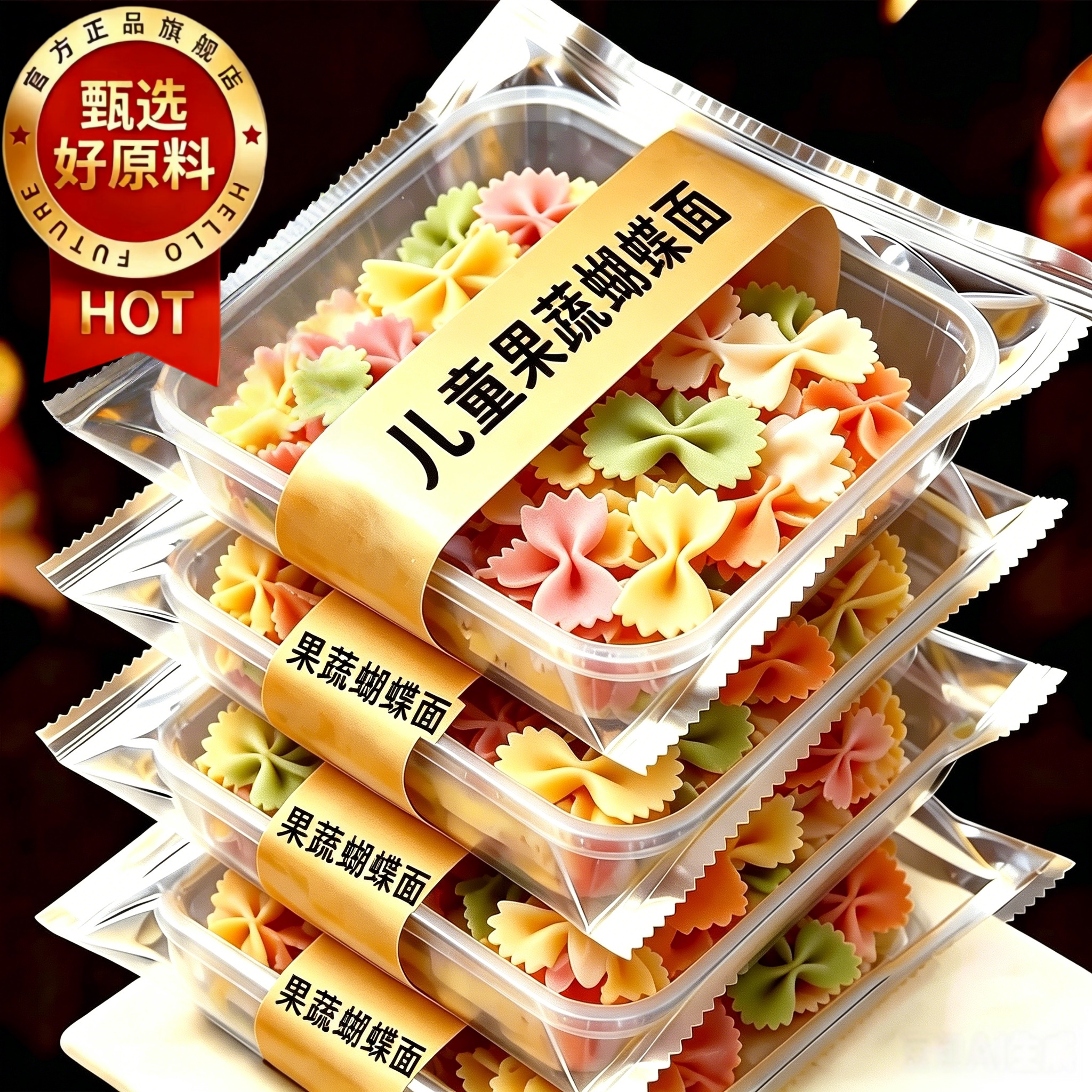 果蔬蝴蝶面多种蔬菜面条面片儿童袋装早餐辅食无添加零食婴儿早餐