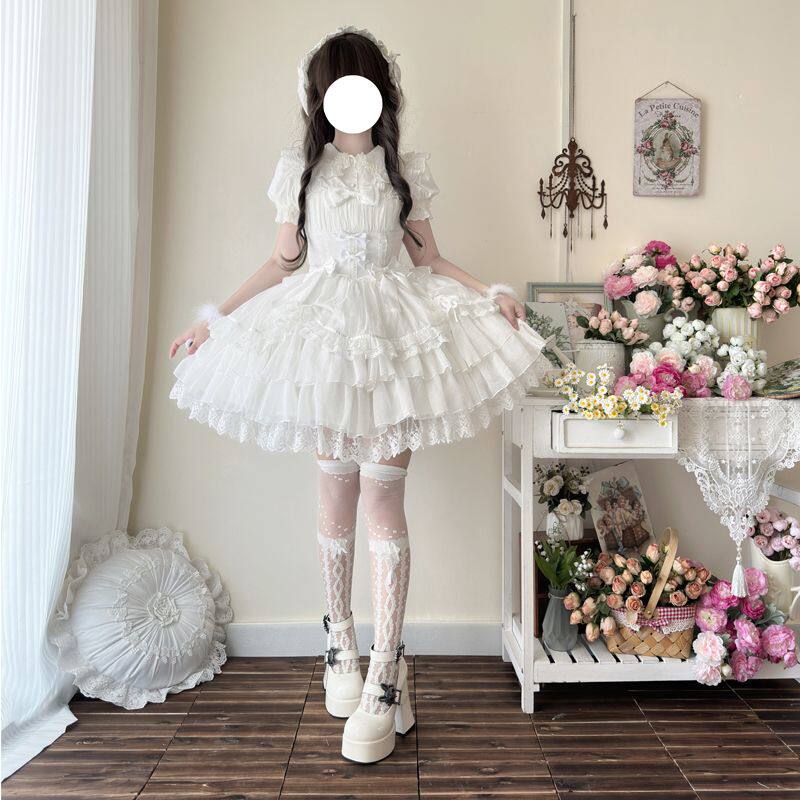 ~原创设计Lolita洋装甜美轻花嫁jsk吊带连衣裙